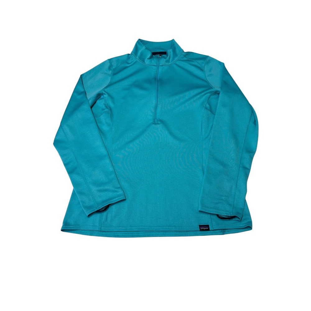 Patagonia Capilene Midweight Baselayer Womens M Turquoise Blue 1/4 Zip Polartec